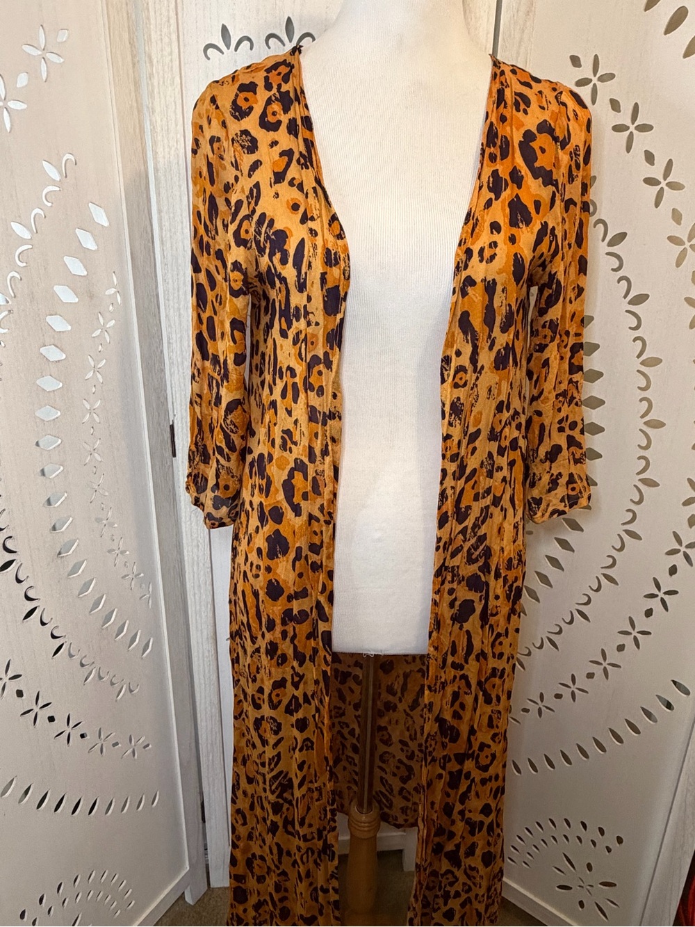 RARE Spell & The Gypsy Wild Ones Amber Leopard Duster Kimono Robe OS